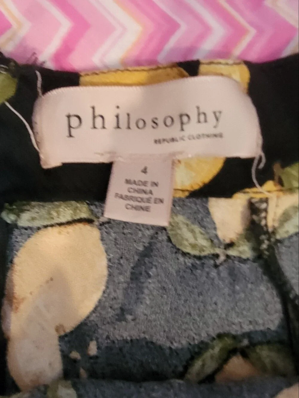 Philosophy Lemon Print A-Line Mini Summer Skirt Women's Size 4 Black Yellow
